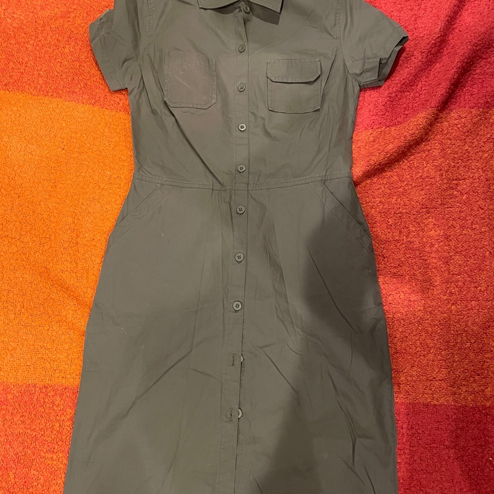 Impressions Dark Olive Long Sleeve Dress